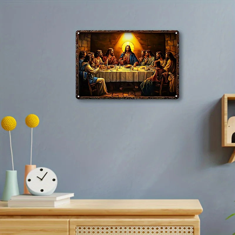 Vintage Religious "The Last Supper" Aluminum Wall Art Sign, Decorative Metal Plaque - Waterproof, High-Definition Printing