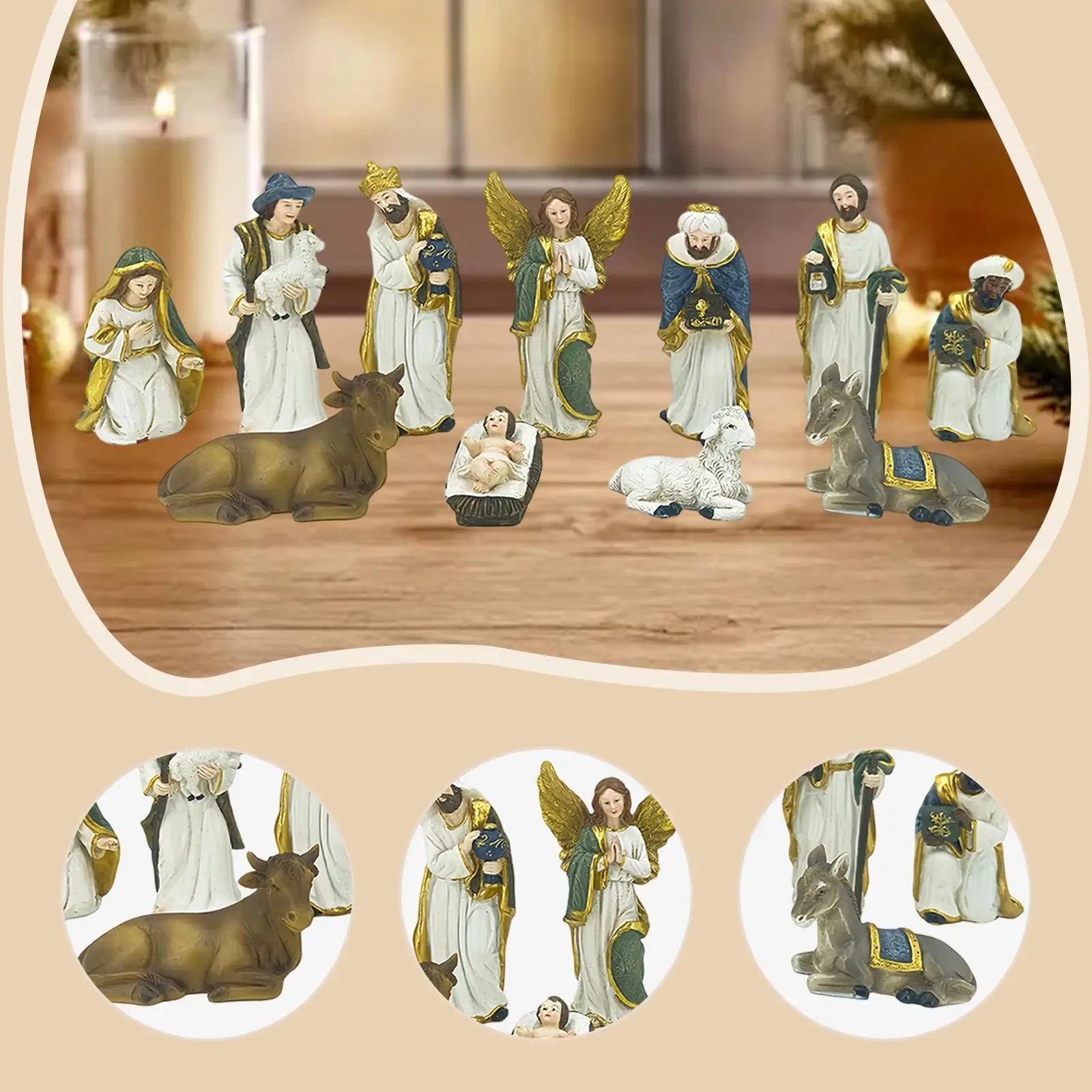 Nativity Set Nativity Scene Ideal Gift Tabletop Indoor Christmas Decoration Art Craft Jesus Holy Family Statues Figurines