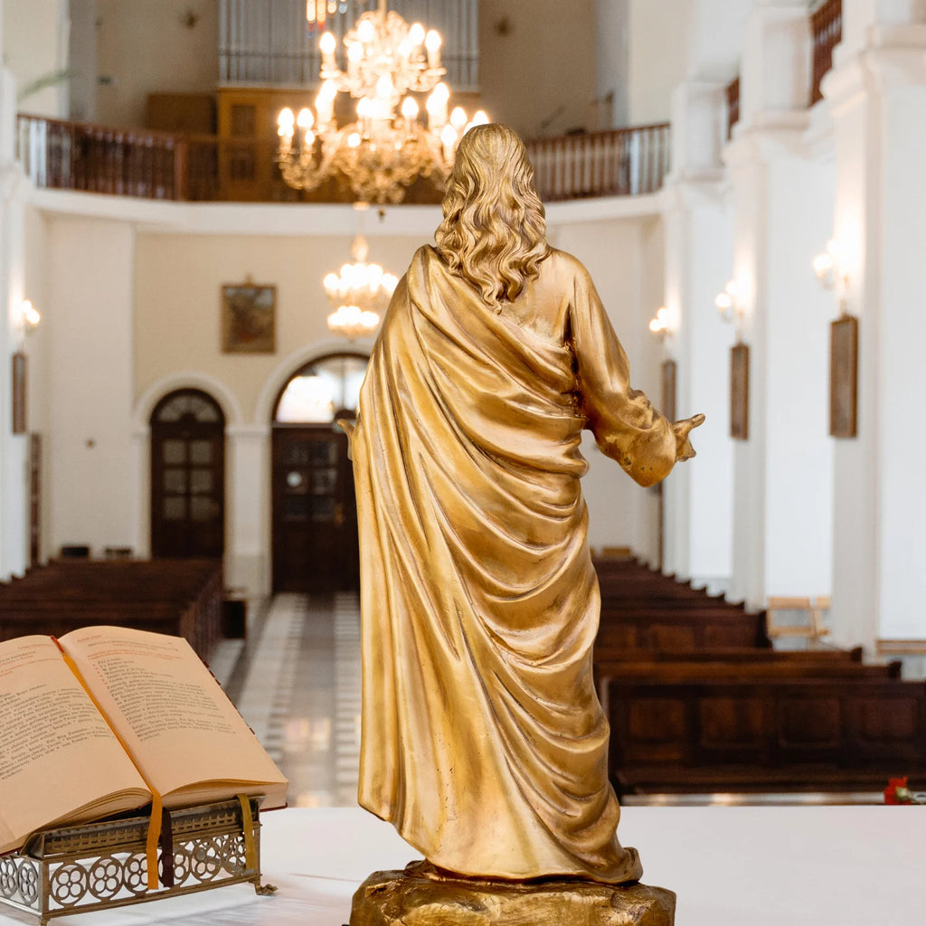 31cm Bronze Jesus Sculpture Christ Blessing Jesus Bronze Statue Church Bronze Figurines Home Decor Ornaments Antique Crafts