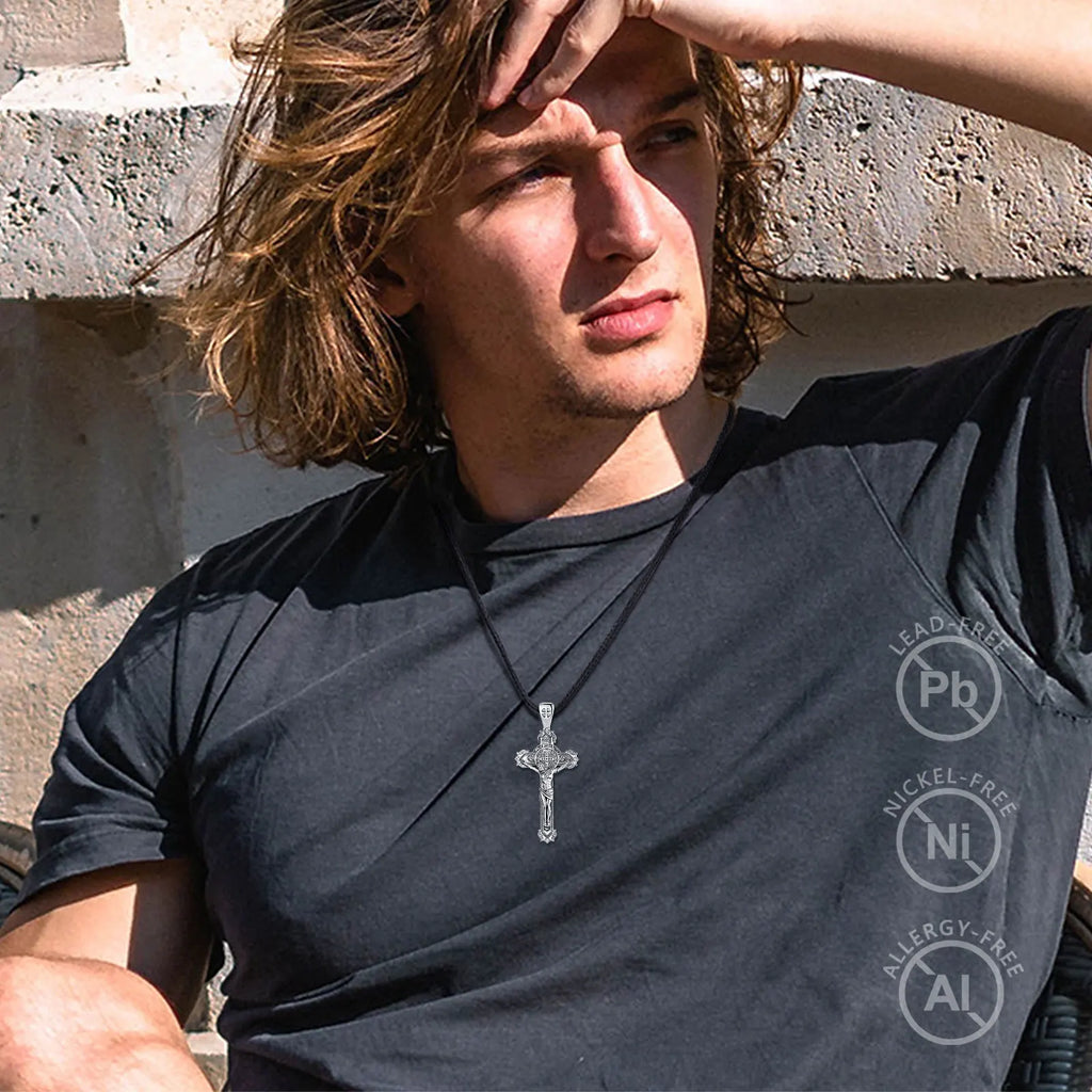 Eudora 925 Sterling Silver Saint Benedict Medal Necklace for Men Women san benedict crucifix cross Amulet Pendant Religious Gift