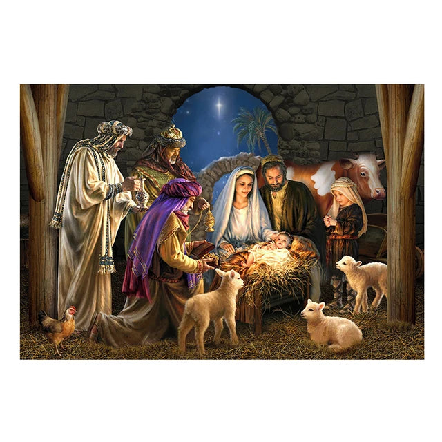Birth of Jesus Christ Wall Art Canvas Painting Nativity Scene Christmas Decor Modern Oil Painting Church Wall Decor Cuadros