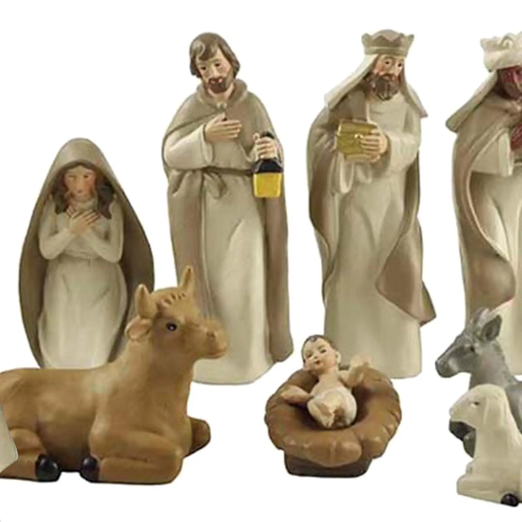 10x Resin Christmas Crib Figures Display Set Figures Baby Gifts