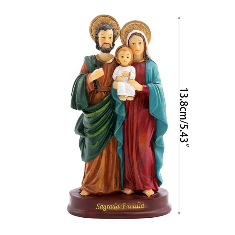 Holy Family Statues Set Colorful Home Accessories Church Tabletop Resin Sculpture Decoration Living Room Decorative Figurines