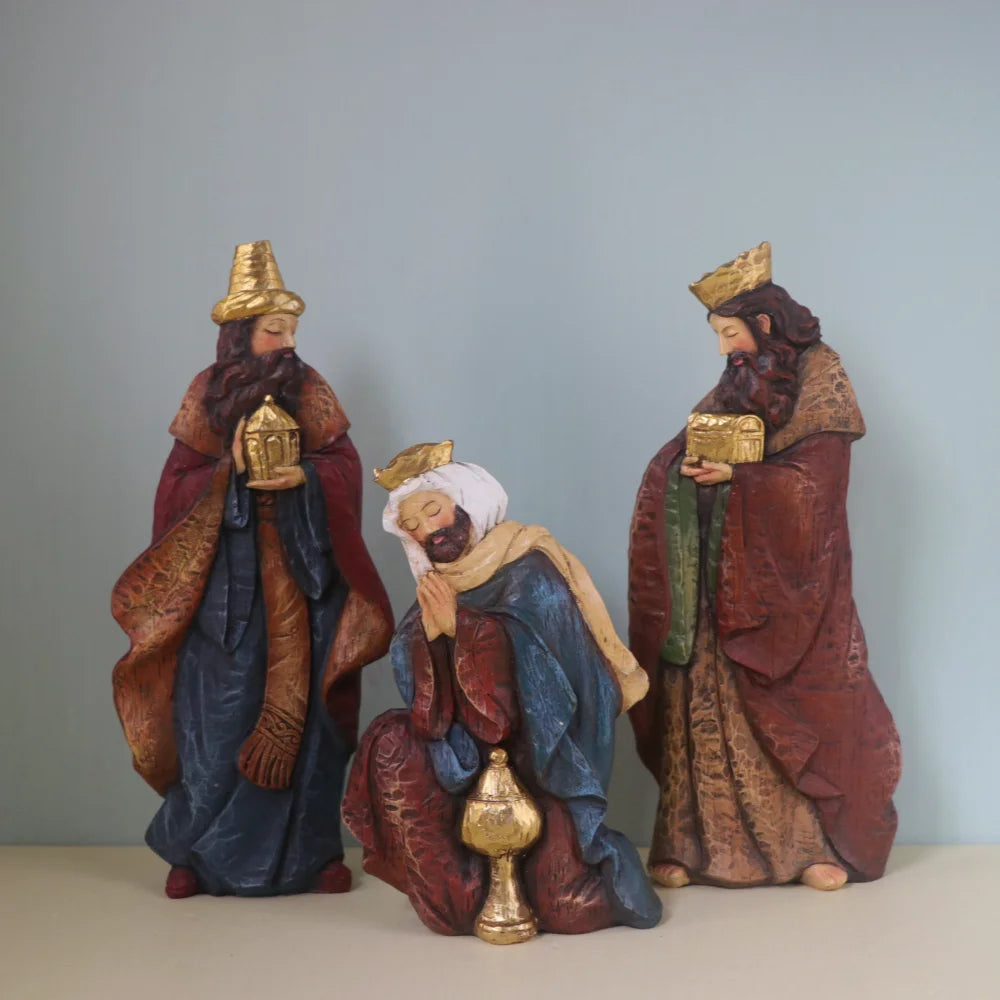 Nativity Figurines Scene Set Holy Manger Christmas Decor Jesus Birth Crib Statue Ornaments Catholic Christian Home Decorations