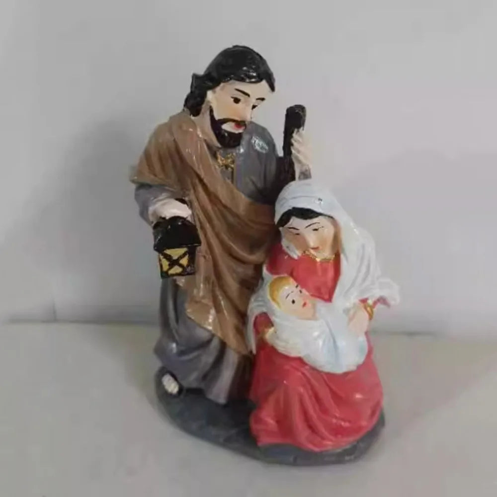 Creative Handmade Holy Family Statues Painted Cartoon Christ Figurine Religious Sculptures Church
