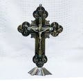 HOT SALE TOP office home blessing - religious Christianity Catholicism Jesus cross bronze statue--