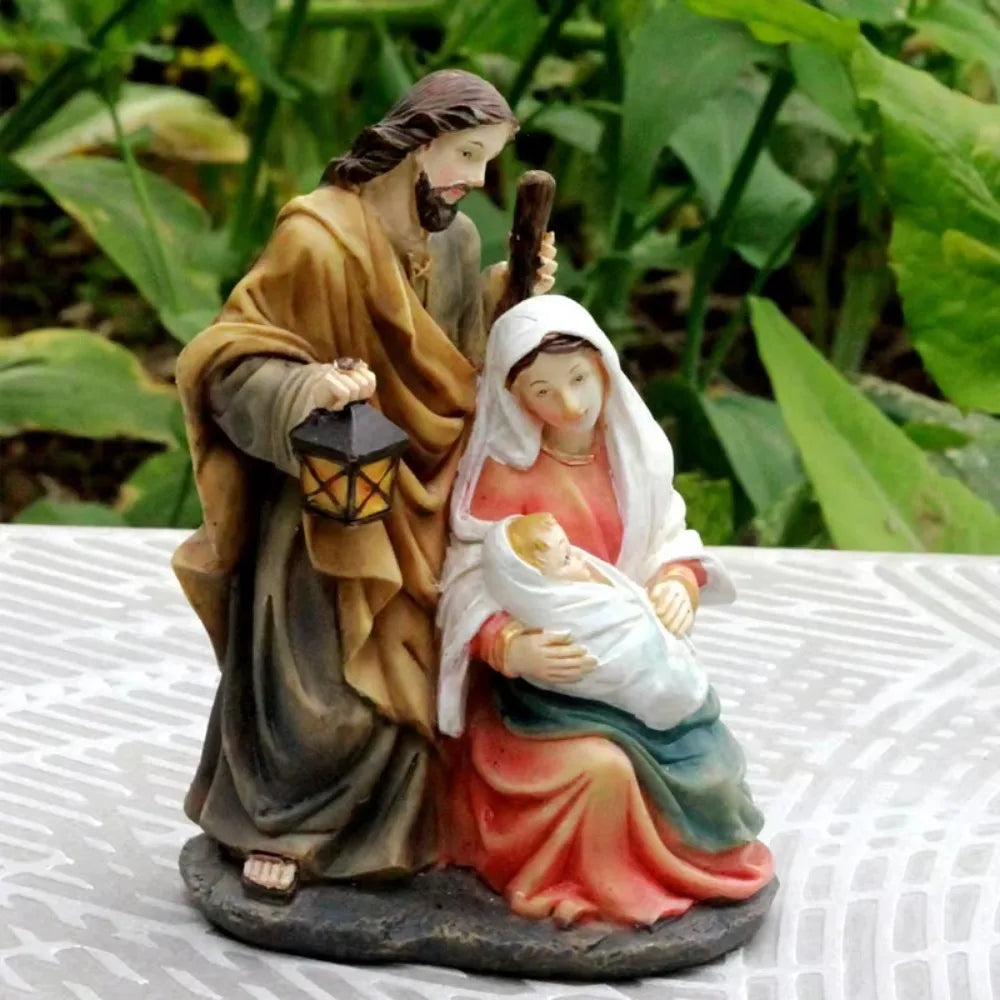 Creative Handmade Holy Family Statues Painted Cartoon Christ Figurine Religious Sculptures Church