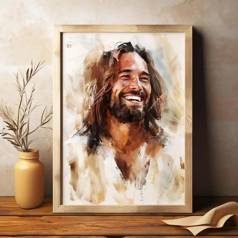Watercolor Jesus Teaching Children Portrait Christian Religious Poster Canvas Painting Wall Art Pictures Home Interior Decor