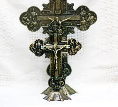 HOT SALE TOP office home blessing - religious Christianity Catholicism Jesus cross bronze statue--