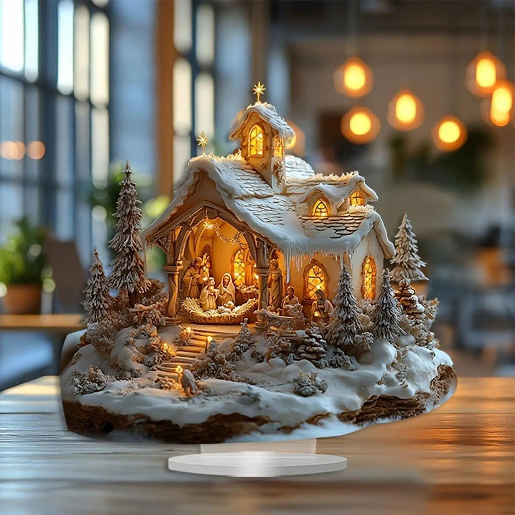 Tabletop Figure Ornaments Desktop Decor Decorative Desk Display Christmas Nativity Figurines for Living Room Home Bedroom Table