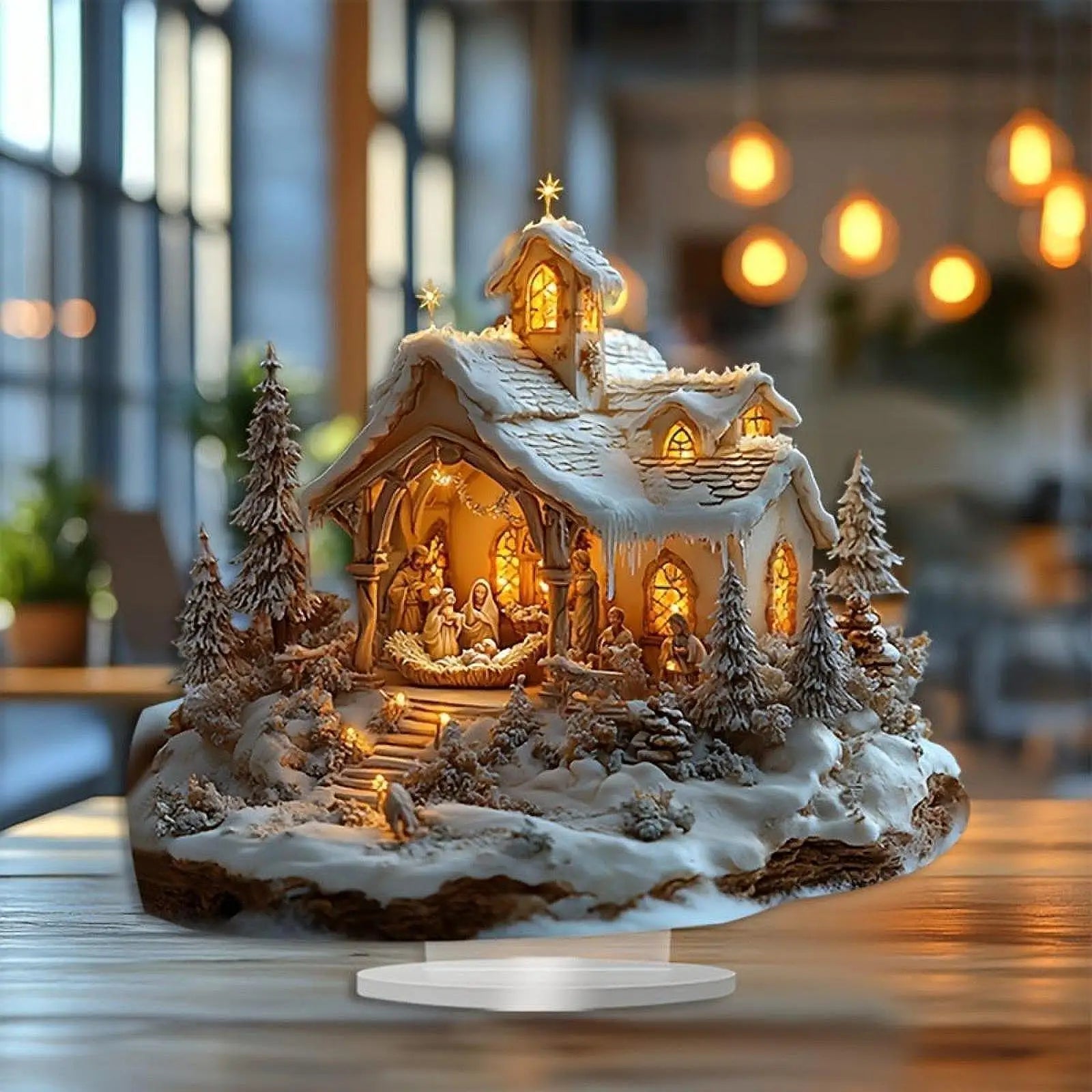 Tabletop Figure Ornaments Desktop Decor Decorative Desk Display Christmas Nativity Figurines for Living Room Home Bedroom Table