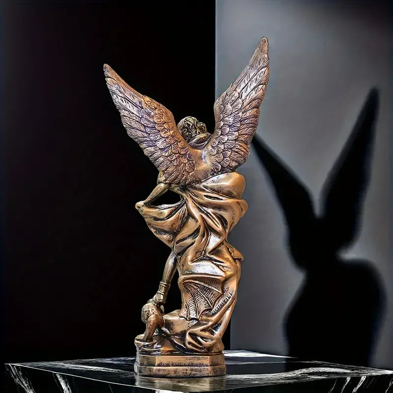 Ermakova St.Michael the Archangel Figurine Resin St Michael Statue Saint Michael Defeating Satan Collection Angel Sculpture