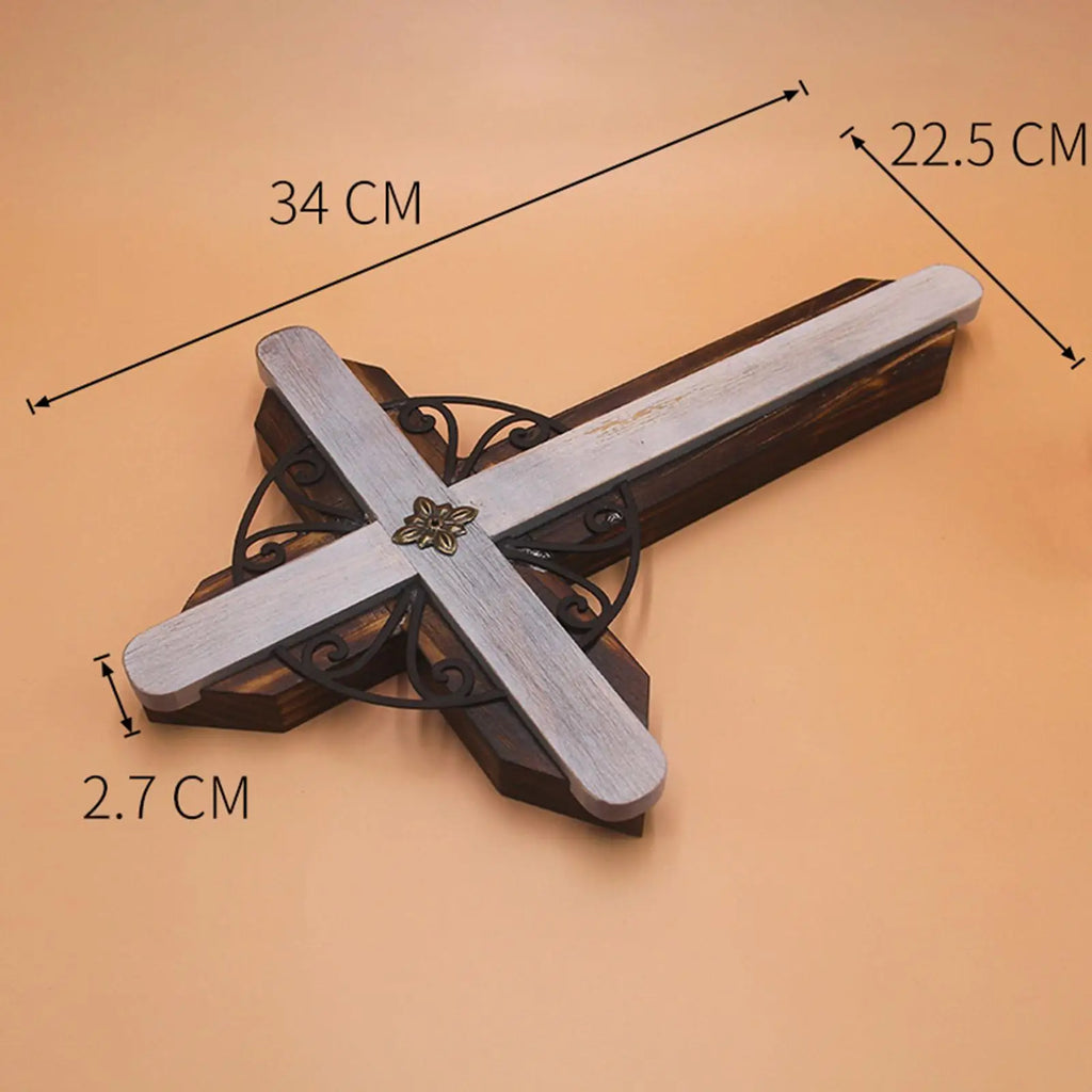 Christian Wall Cross Decorative Sculpture, Elegant Design, 34x25cm